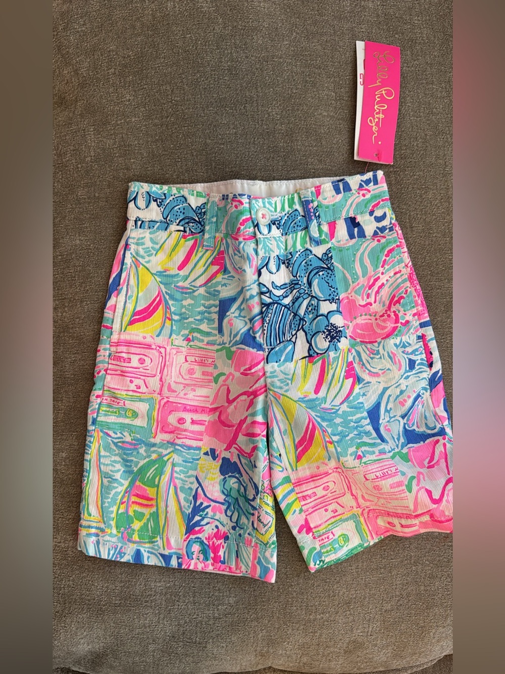 Lilly Pulitzer Boys Multicolor Printed Cotton Shorts - Pink Blue Green